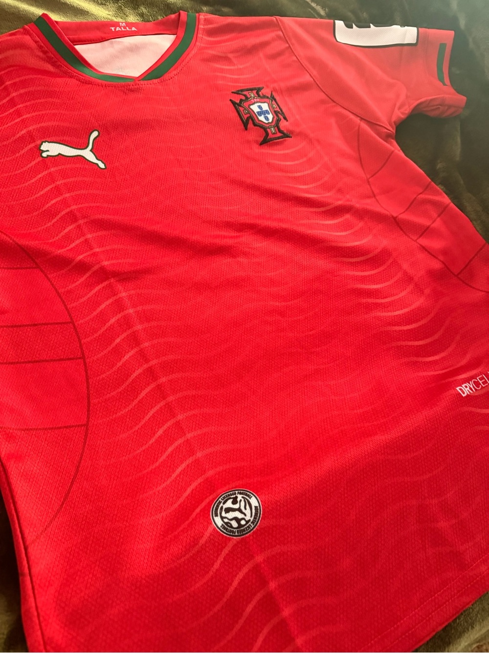 Red Portugal National Team Jersey with Green Trim - Picture 3 of 3